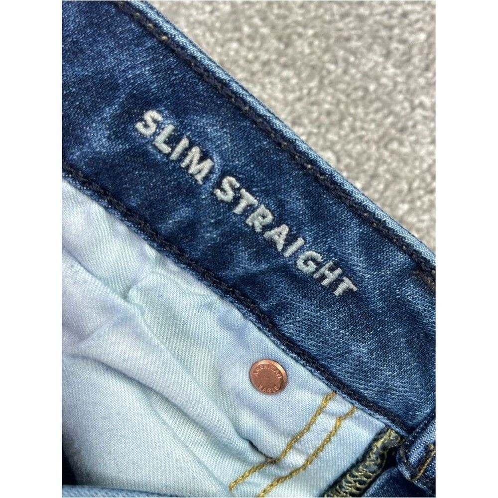 American Eagle AirFlex Jeans Men’s 32X28 Blue Slim Straight Mid-Rise Dark Wash - Picture 7 of 13